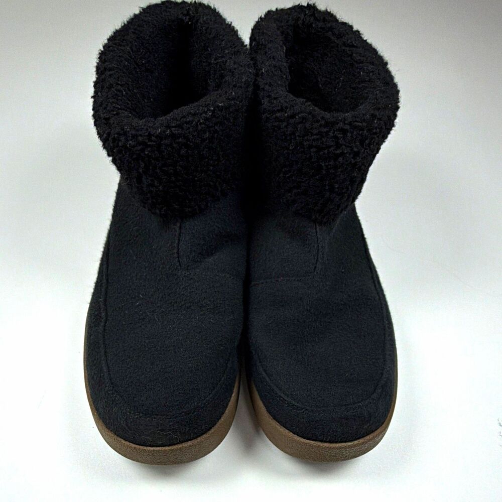 Sanuk Women's Black Fleece Bootie Faux Fur Lined Slip-On Size 8.5